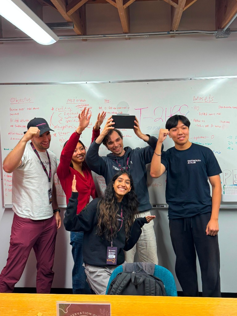 Owkin hacking biology team celebrating